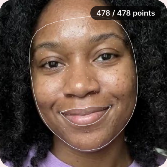 Celebrity Look Alike Finder example: 478 landmarks measured on a sample selfie